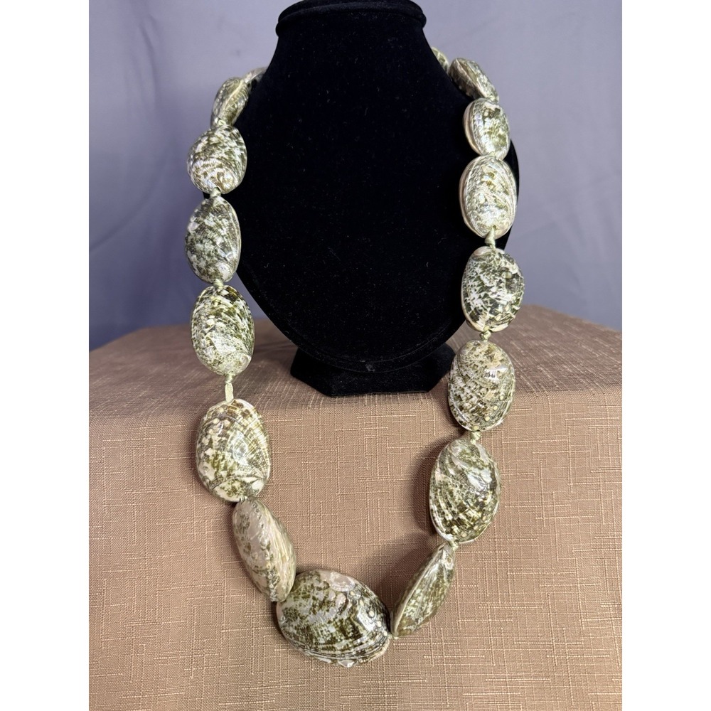 Abalone Green Shell Necklace Statement Beachy